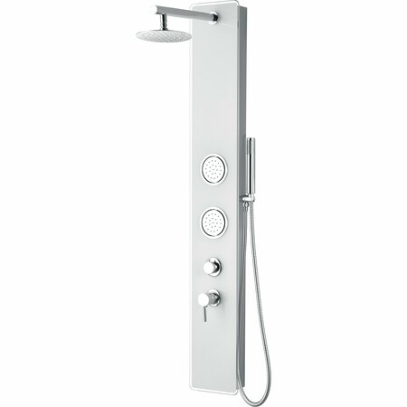 Alfi Brand White Glass Shower Panel W/ 2 Body Sprays and Rain Shower Head ABSP50W